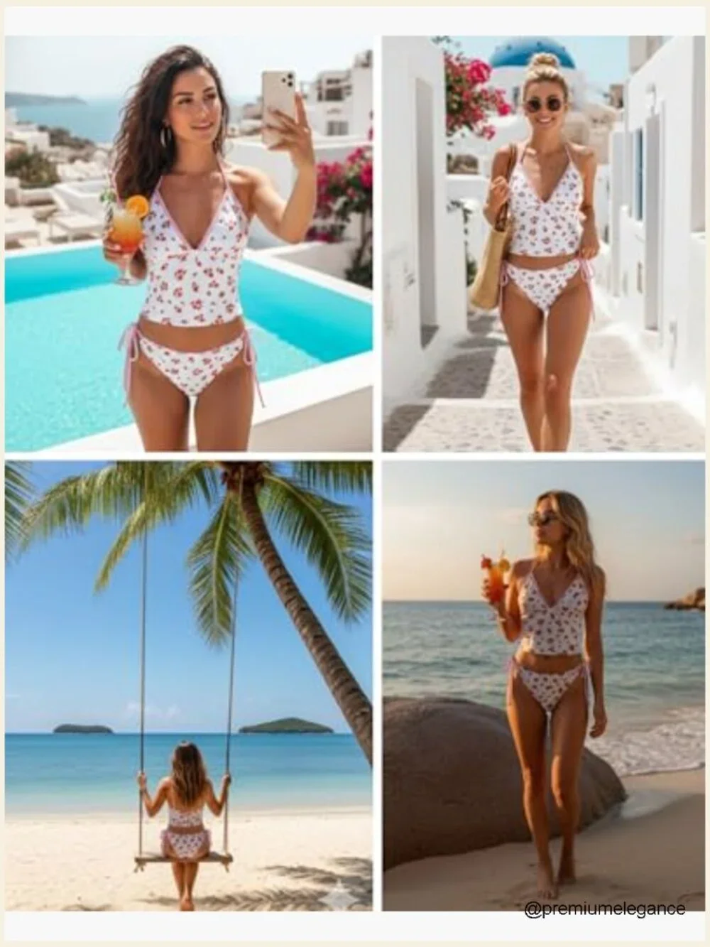 Striped Halter V Neck Tankini Set High Cut Tie Side Thong Bathing Suit